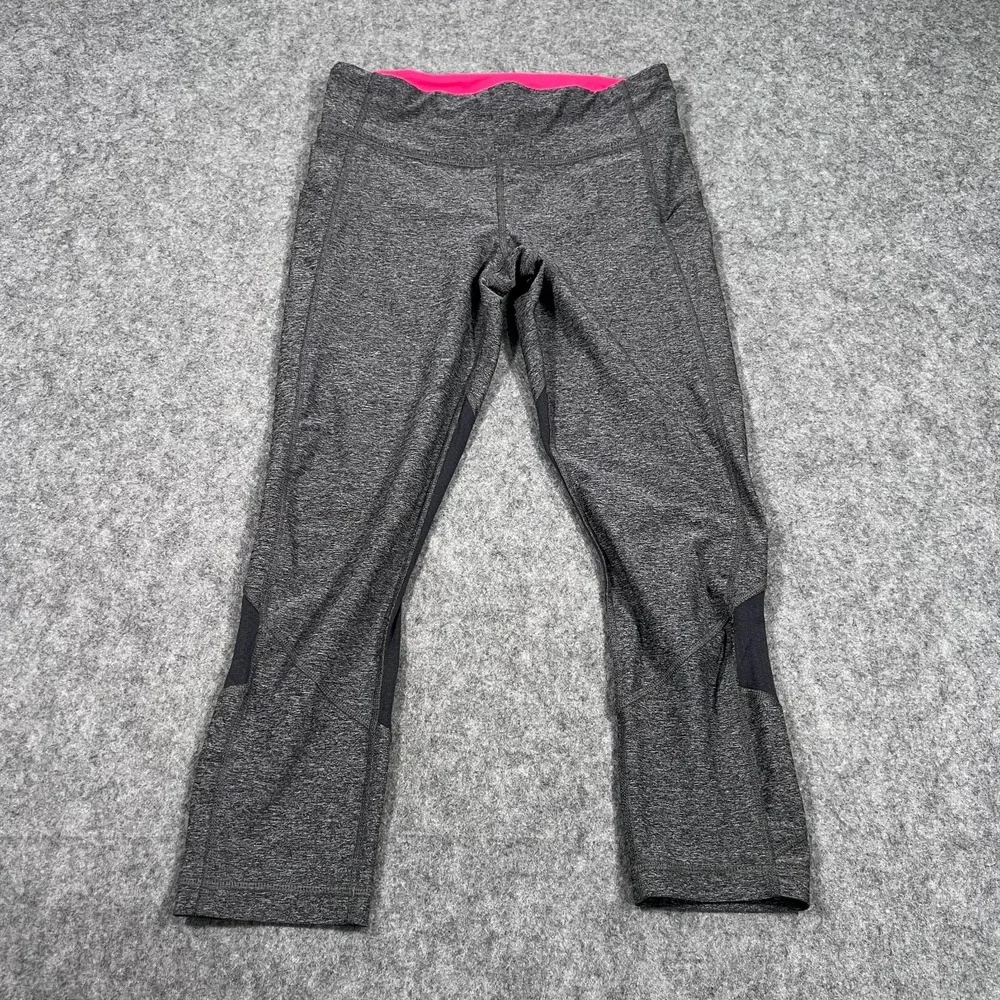 Lululemon Athletica Heathered Black Deep‎ Coal Bloom Juice Pace Rival Crop 22
